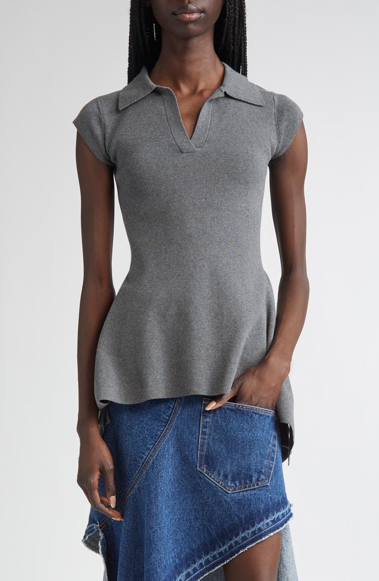 MONSE Handkerchief Hem Polo, Main, color, Charcoal