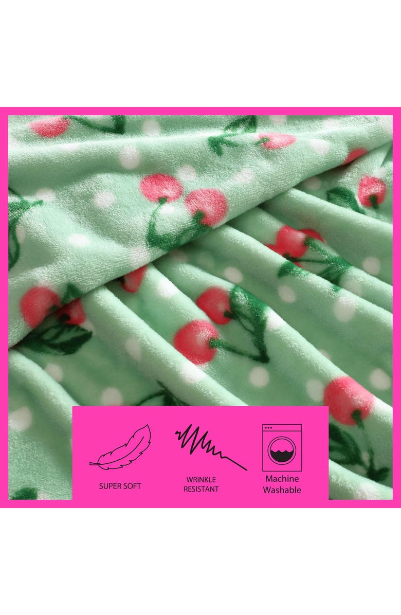 Betsey Johnson Cherry Dot Throw Blanket, Alternate, color, Lt-Pastel Green