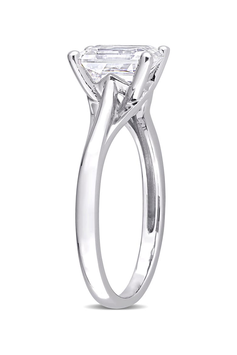 10K White Gold Emerald Cut Created Moissanite Ring, Alternate, color, WHITE