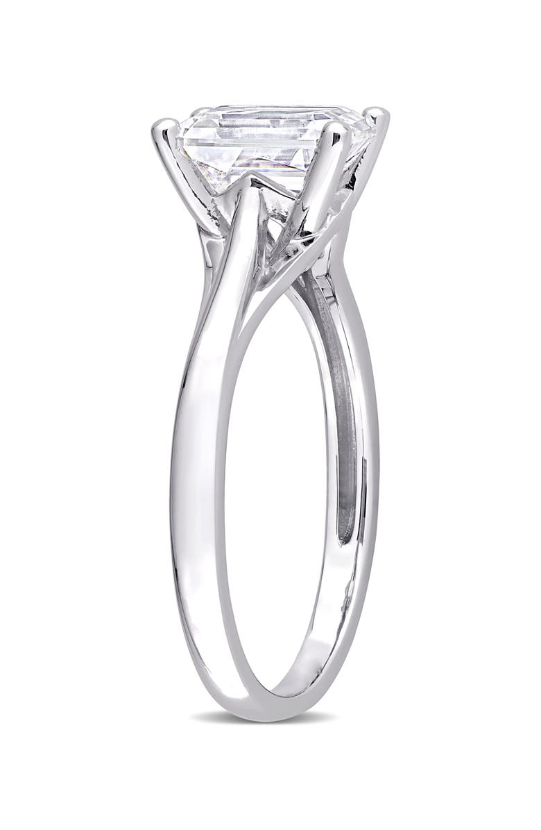 DELMAR 10K White Gold Emerald Cut Created Moissanite Ring, Alternate, color, White