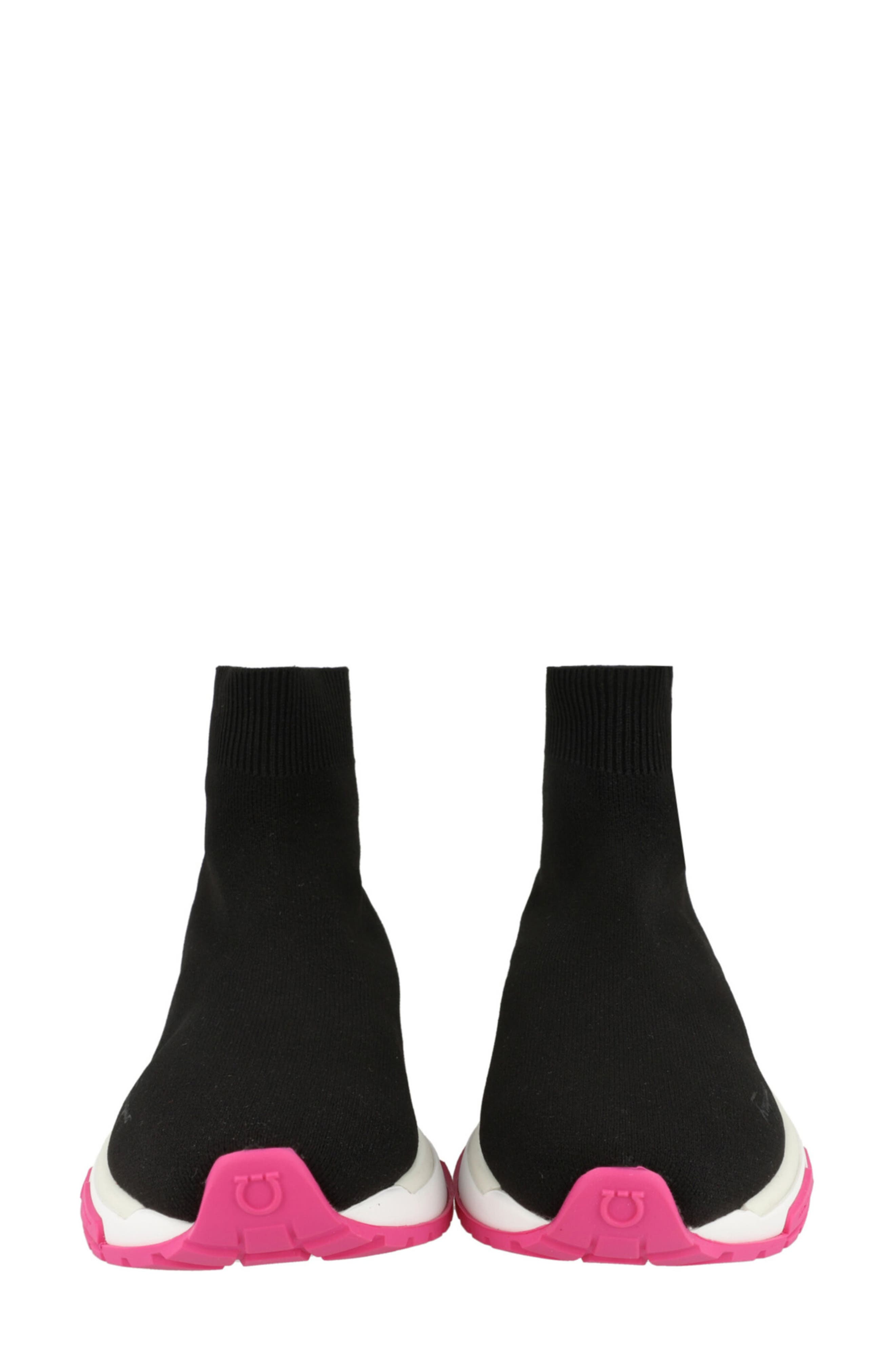 FERRAGAMO Ninette Knit Sock High Top Sneaker, Alternate, color, White/ Black