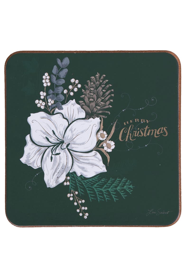 Emerald Christmas Coaster, Set of 4, Alternate, color, Green