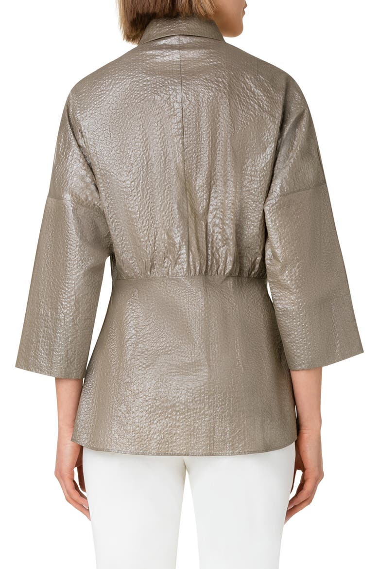 Metallic Coated Cotton Seersucker Blouse, Alternate, color, 158 KHAKI
