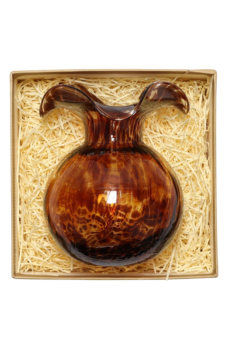 VIETRI Hibiscus Glass Brown Tortoiseshell Bud Vase, Alternate, color, Brown