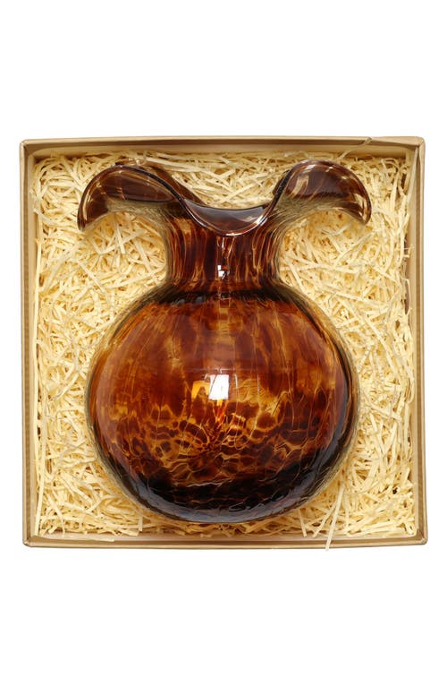 Vietri Hibiscus Glass Tortoiseshell Bud Vase In Brown