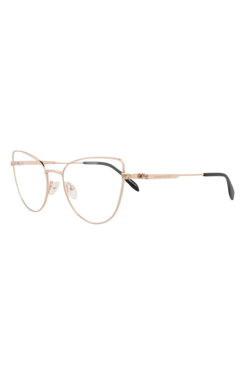 McQueen 55mm Cat Eye Optical Glasses, Alternate, color, Gold Gold Transparent