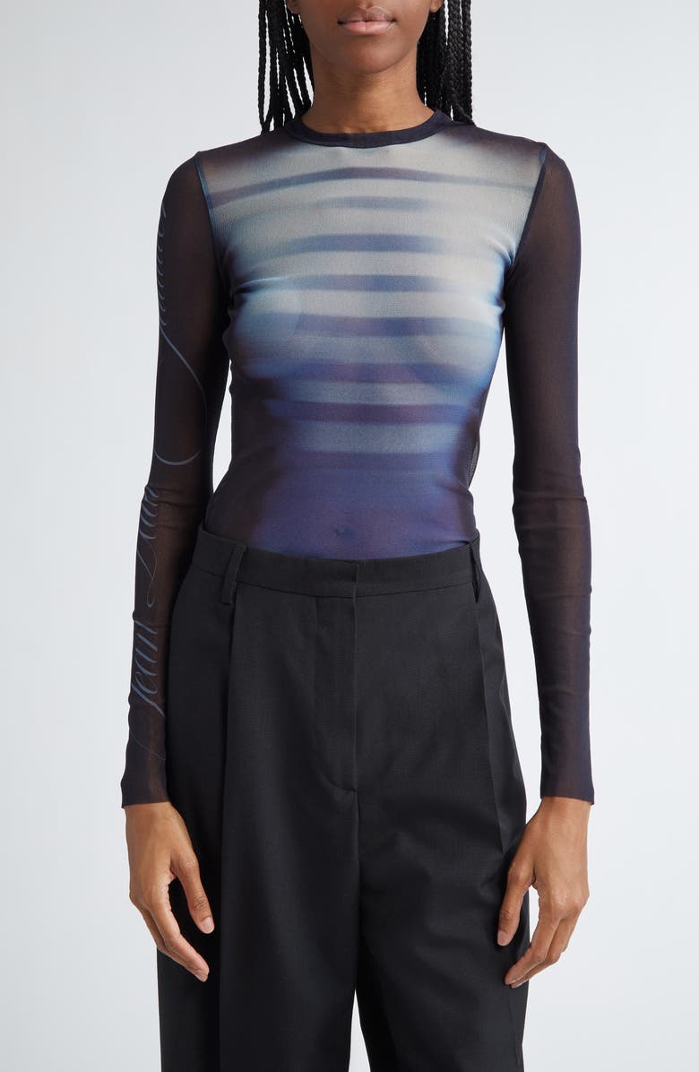 Jean Paul Gaultier Le Mâle Print Tulle Top, Main, color,