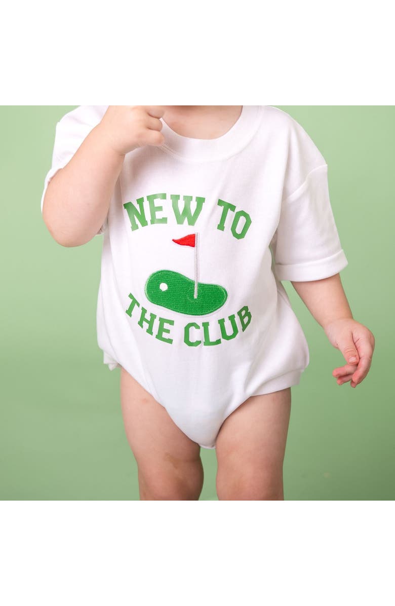 Sweet Wink New To The Club Patch Short Sleeve Romper, Alternate, color, Natural