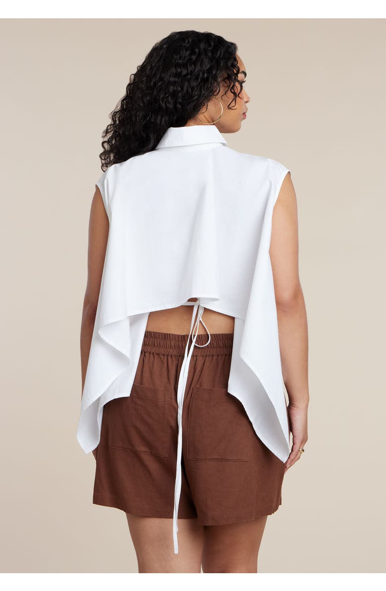 ELOQUII Button Up Shirt With Open Back, Alternate, color, White