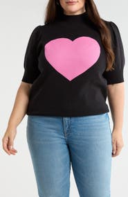 SUGARLIPS Russel Heart Puff Sleeve Sweater