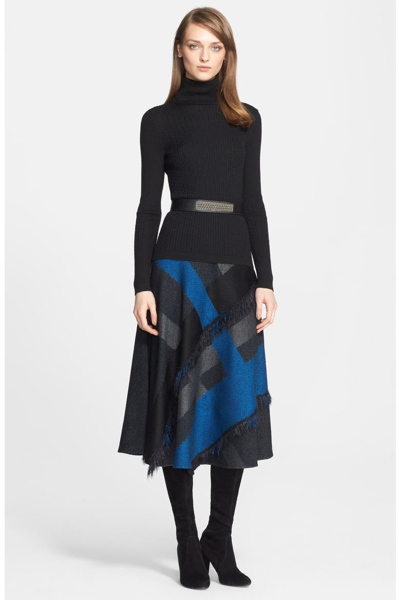 Fringe Detail Plaid Midi Skirt, Alternate, color, TAHOE BLUE MULTI