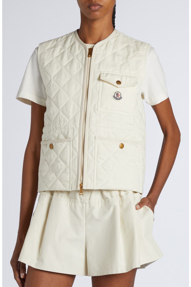 Vigny Diamond Quilted Vest, Alternate, color, WHITE