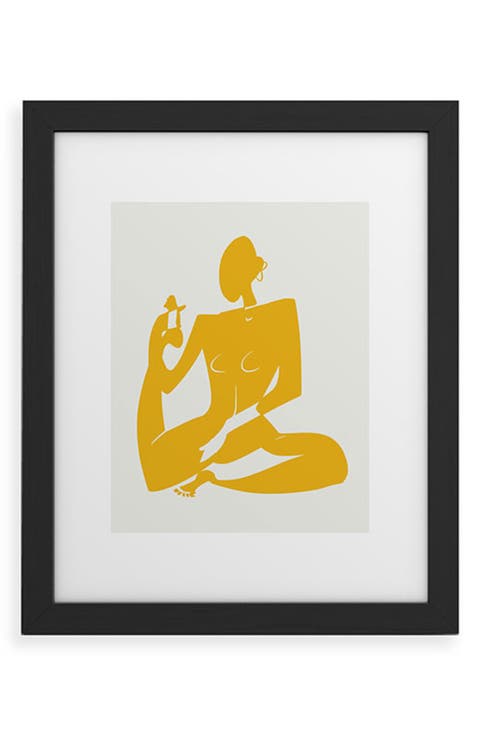 Yoga Nude in Yellow Framed Wall Art