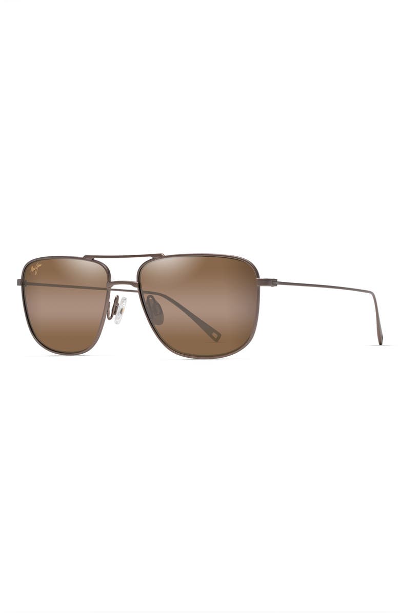 Maui Jim Mikioi 54mm PolarizedPlus2<sup>®</sup> Aviator Sunglasses, Alternate, color, Satin Sepia