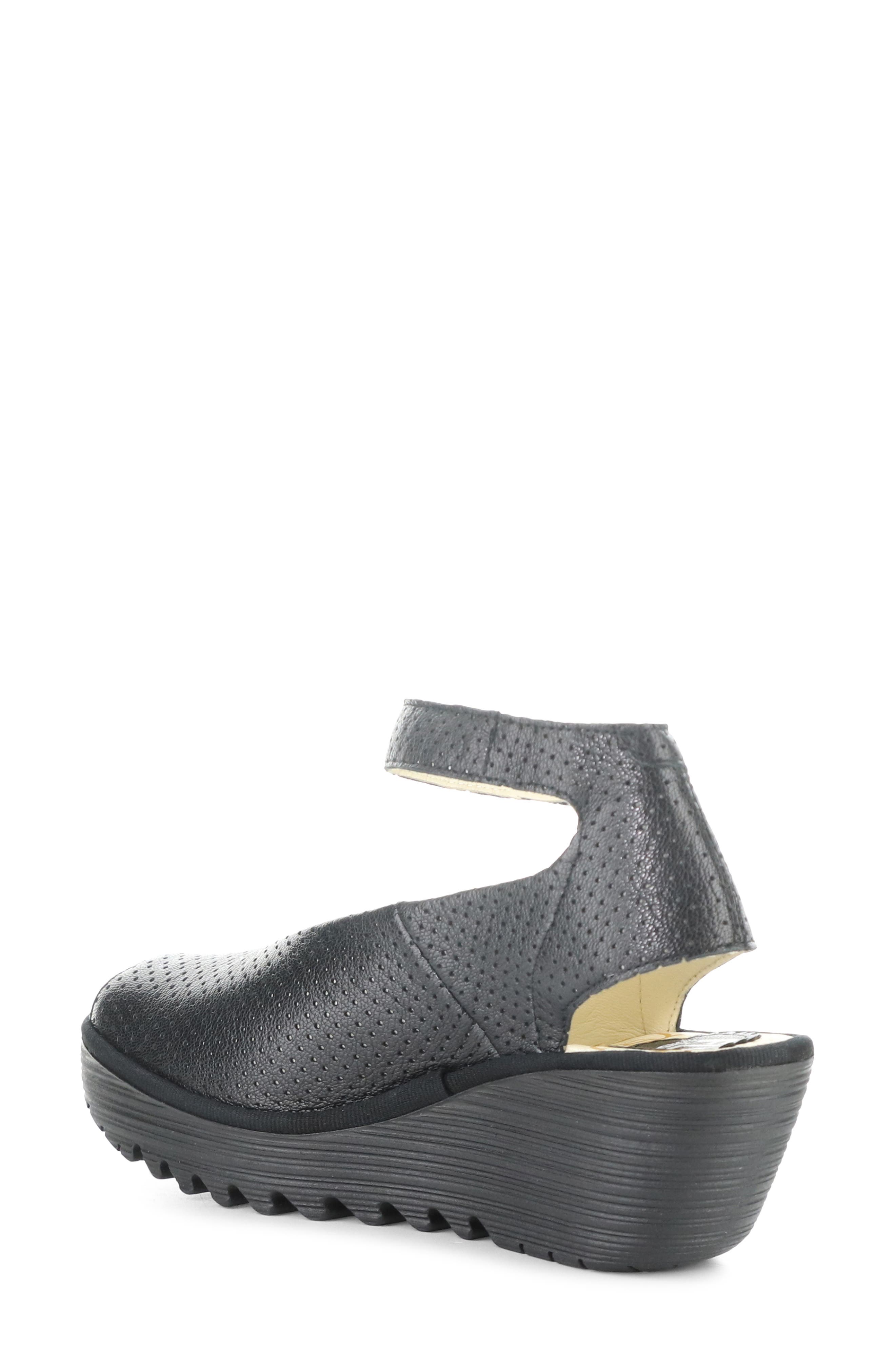 Fly London 
Yala
 Perforated Leather Sandal, Alternate, color, Black