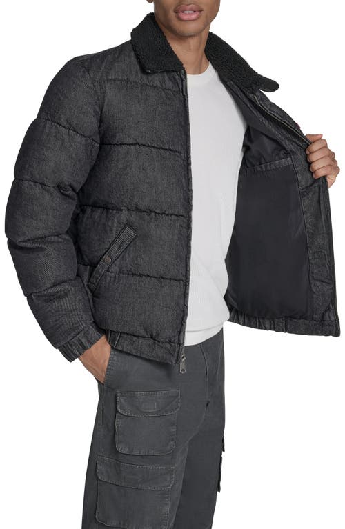 Levi's Quilted Denim Jacket With Fleece Collar In Gray
