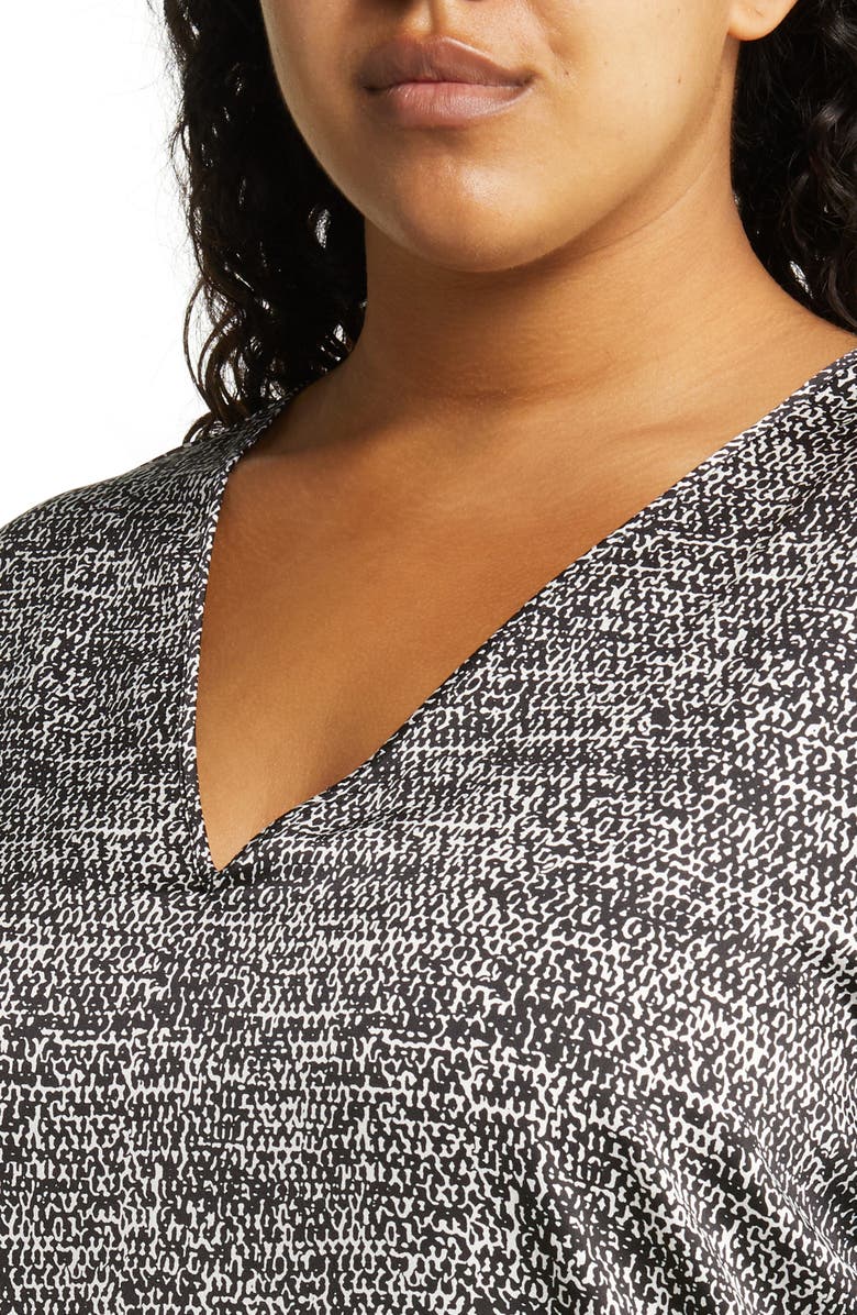 Nordstrom Print Satin V-Neck Long Sleeve Top, Alternate, color,