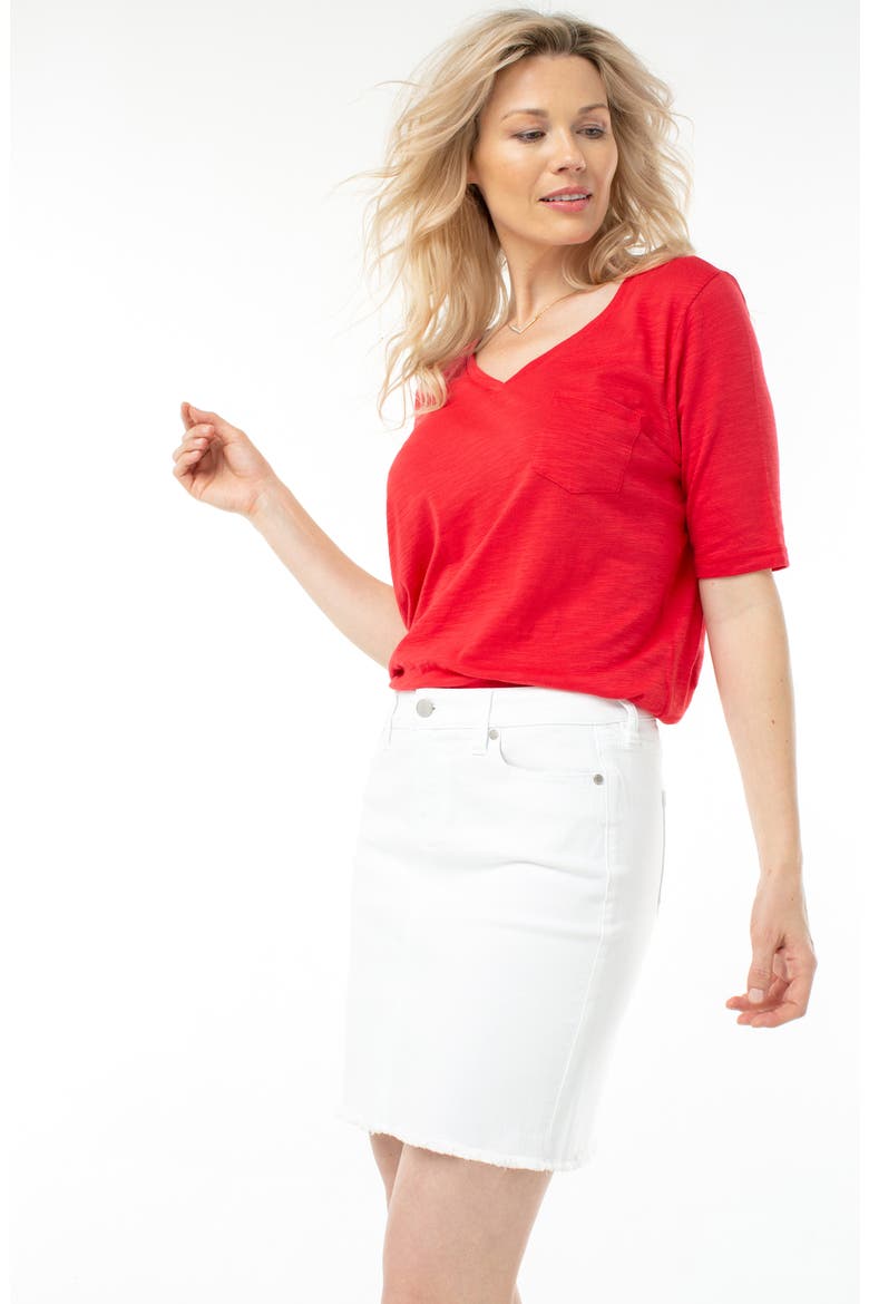 Liverpool Fray Hem Denim Skirt, Alternate, color, BRIGHT WHITE