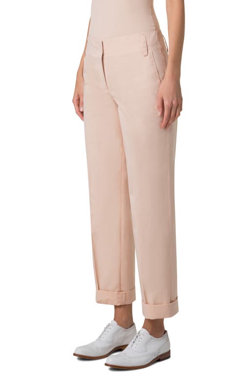 Akris Marlin Cuff Hem Double Face Cotton & Silk Blend Pants In Seashell