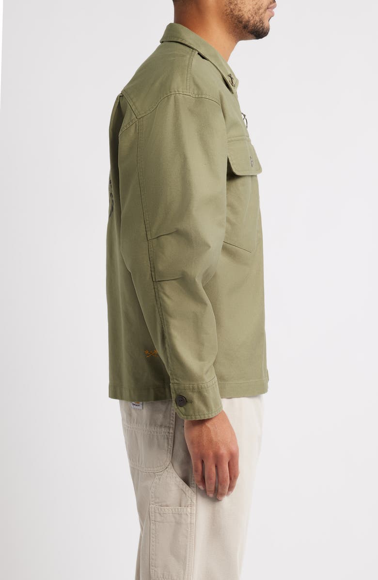 DARK SEAS Corporal Zip-Up Cotton Canvas Worker Shirt, Alternate, color, Olive