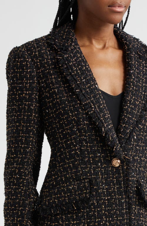 Cinq À Sept Sylvie Metallic Tweed Blazer In Black/gold