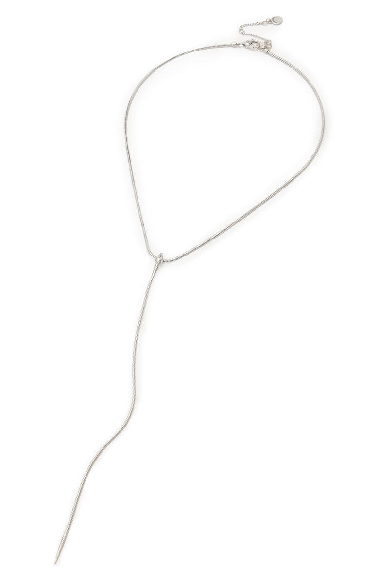 AllSaints Serpent Y-Drop Necklace, Alternate, color, Warm Silver