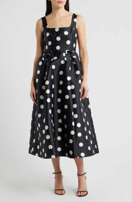 Polka Dot Bow Detail Cocktail Midi Dress