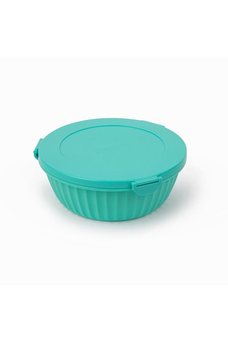 Bento-Style Salad Bowl with 3-Part Divider and Dip Cup, Alternate, color, Paradise Aqua