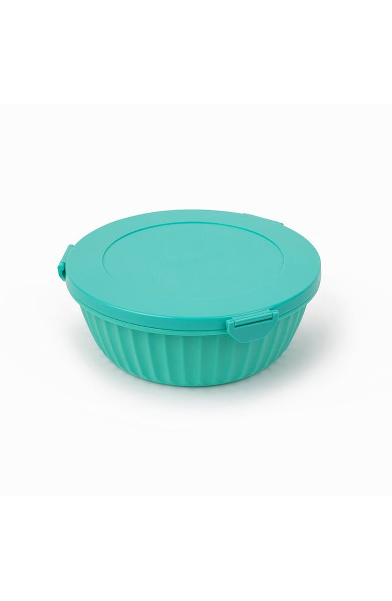 Yumbox Bento-Style Salad Bowl with 3-Part Divider and Dip Cup, Alternate, color, Paradise Aqua