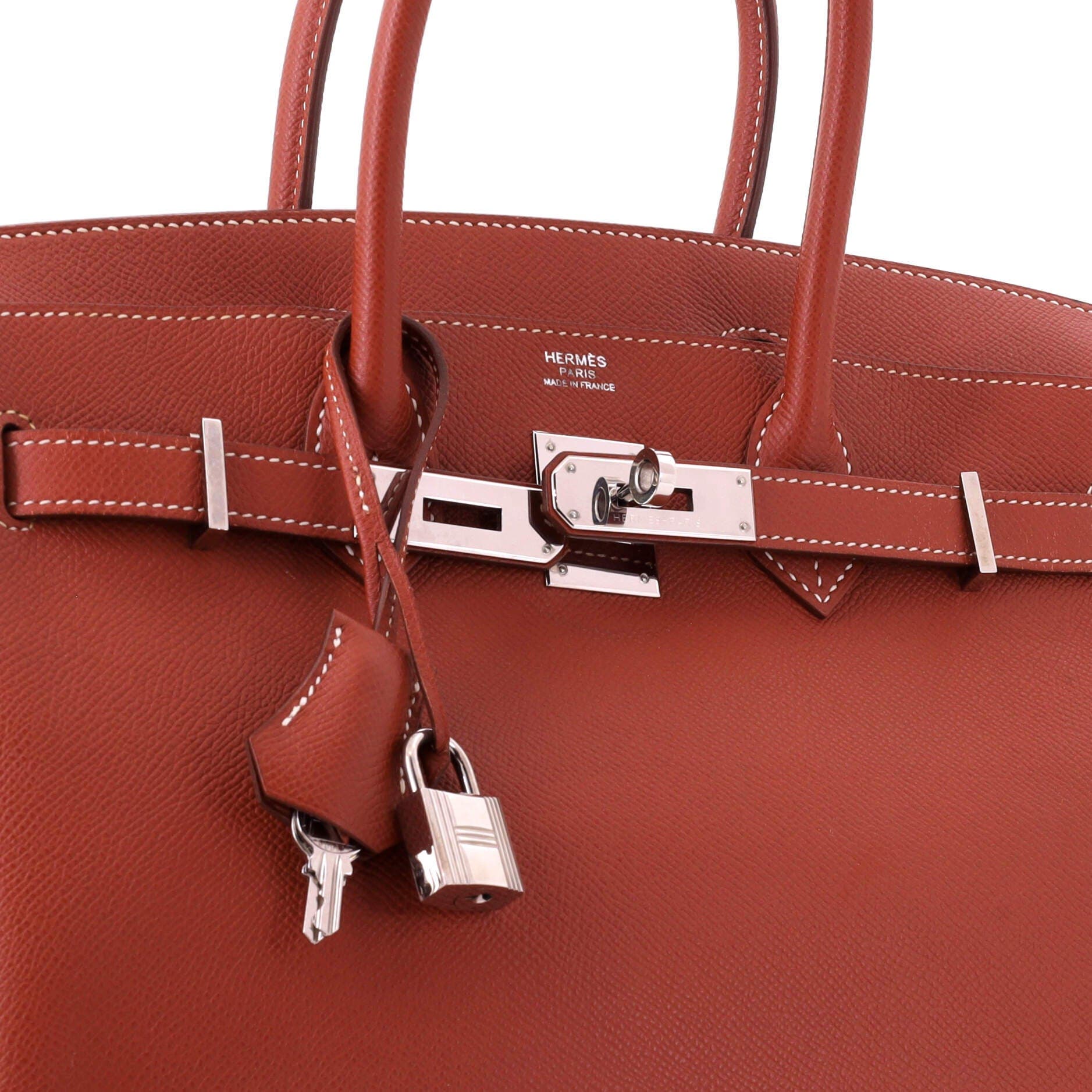 Pre-Owned Hermes Birkin Handbag Orange Epsom with Palladium Hardware 30, Alternate, color, Brique