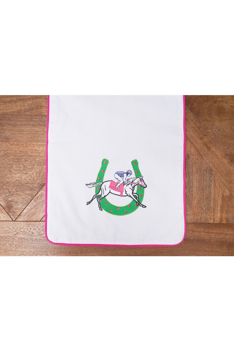 Derby Horse Table Runner 14" x 51", Main, color, White