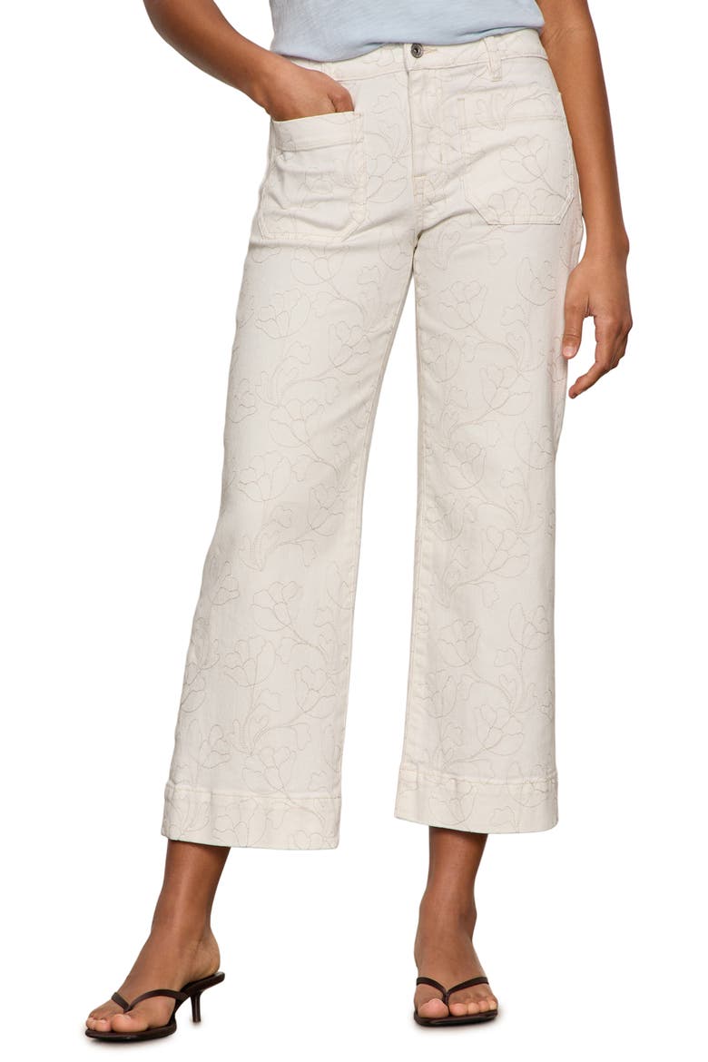 The Marine Embroidered Crop Wide Leg Jeans, Main, color, CHALK WHITE