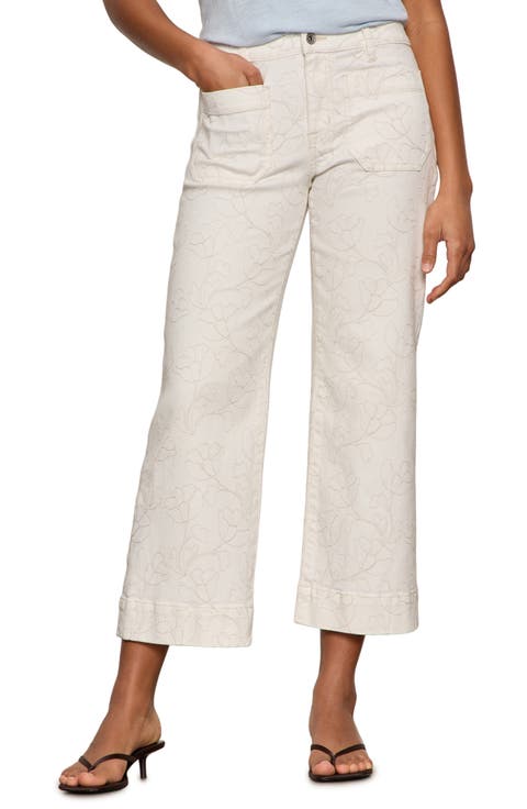 The Marine Embroidered Crop Wide Leg Jeans (Chalk White) (Regular & Petite)