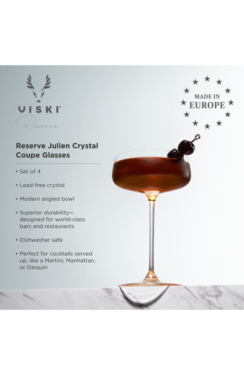 Viski Reserve Julien Crystal Coupes Set of 4, Alternate, color, Clear