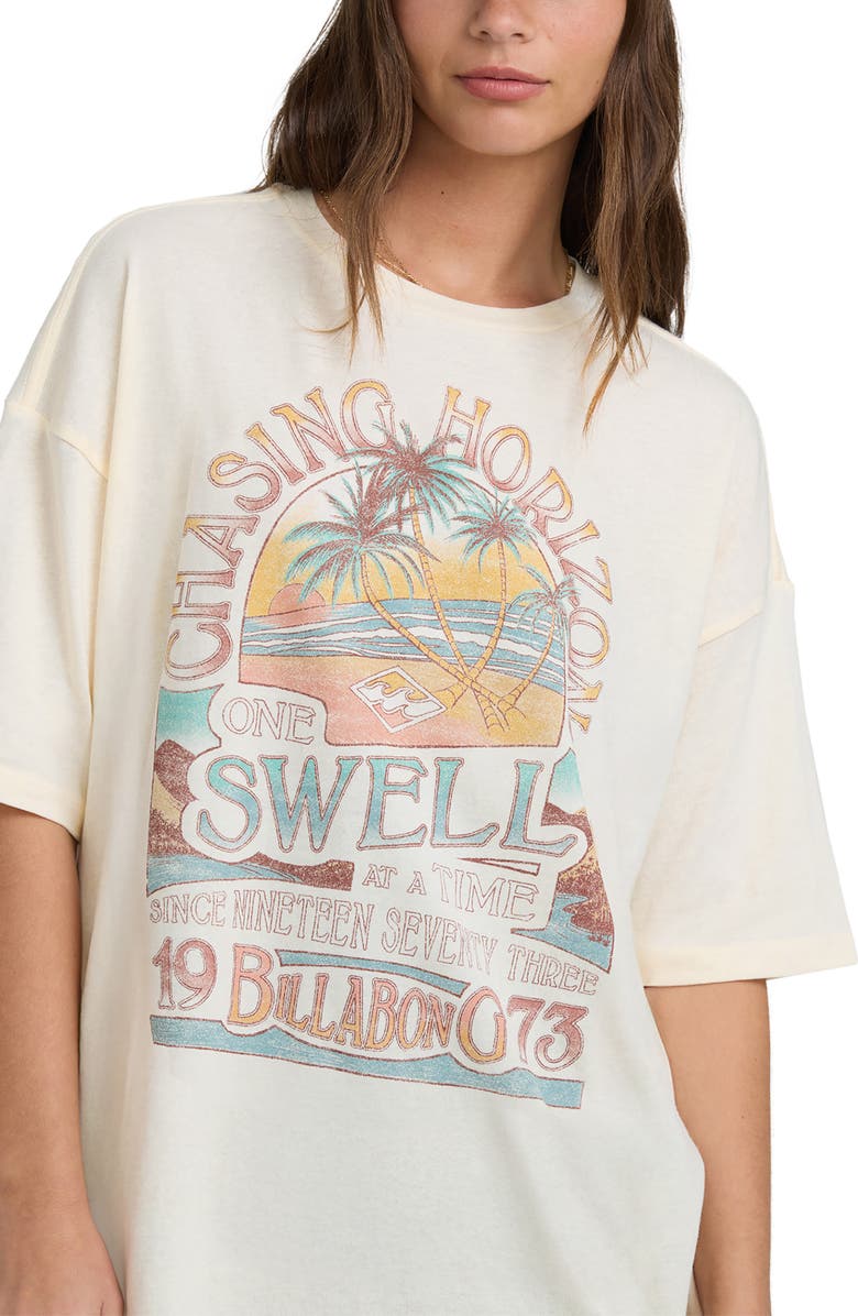 Billabong The Sun Rises Oversize Cotton Graphic T-Shirt, Alternate, color, White Cap