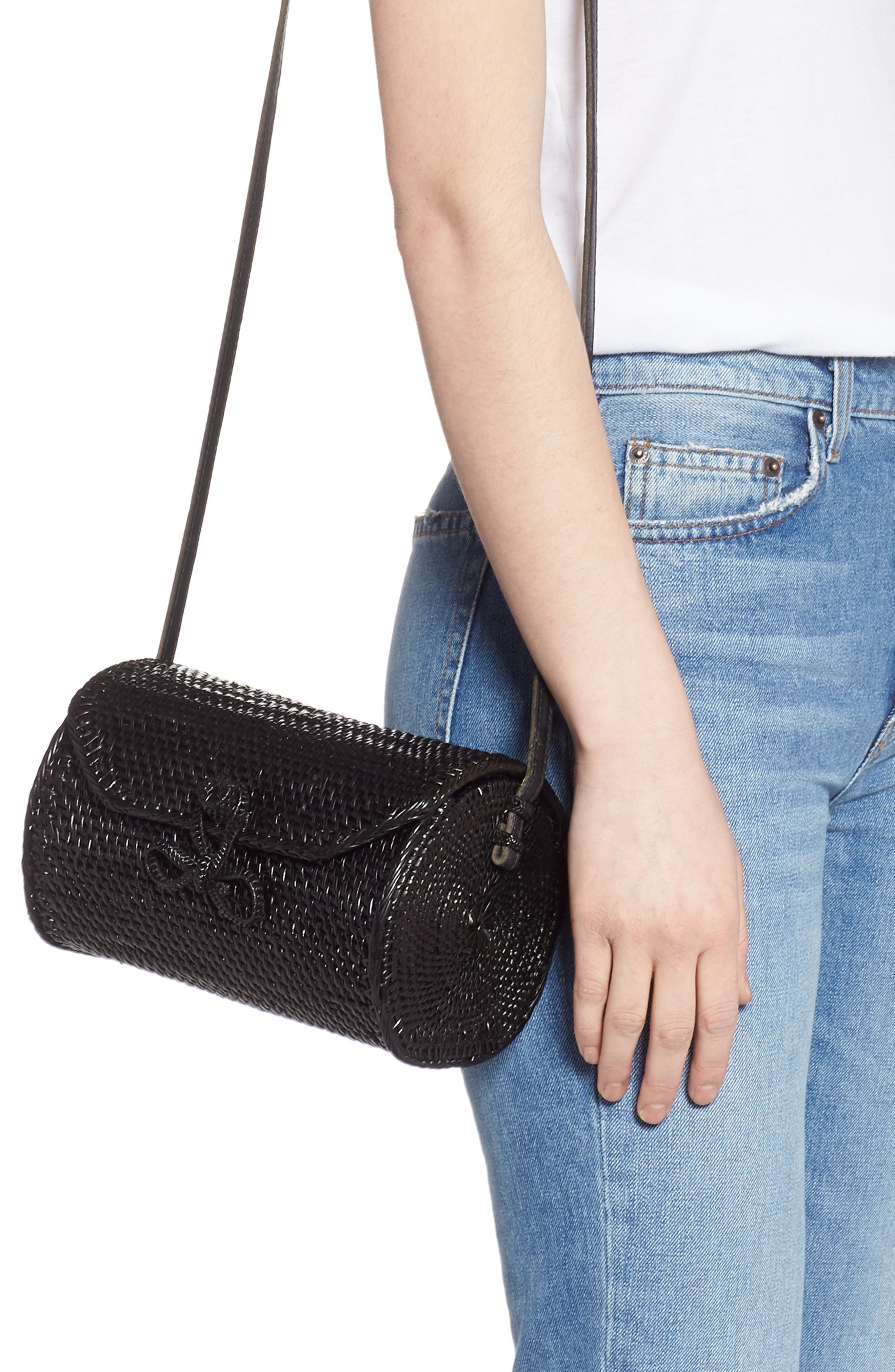 Street Level Cylinder Woven Crossbody Bag, Alternate, color, 