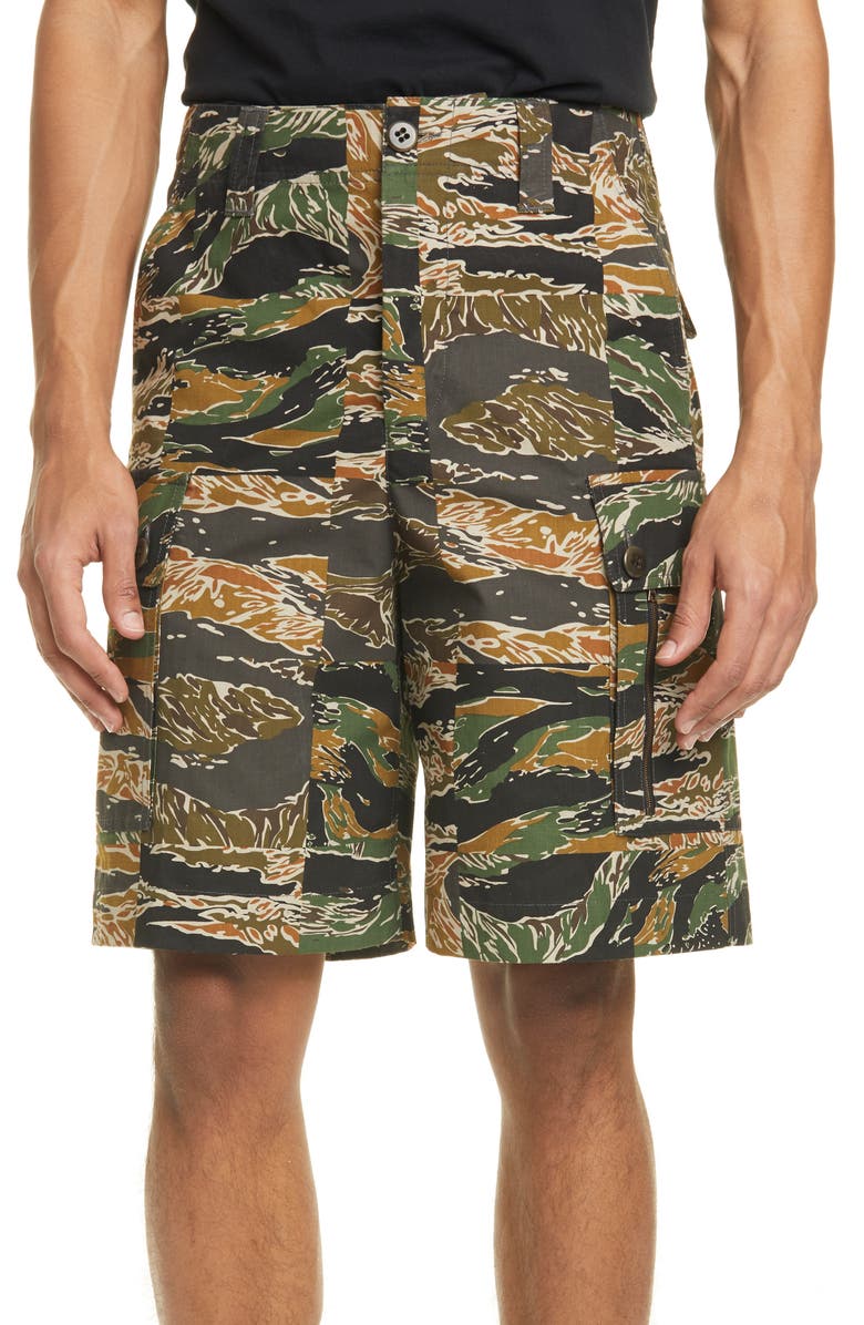 Dries Van Noten Plexi Camo Cargo Shorts, Main, color,