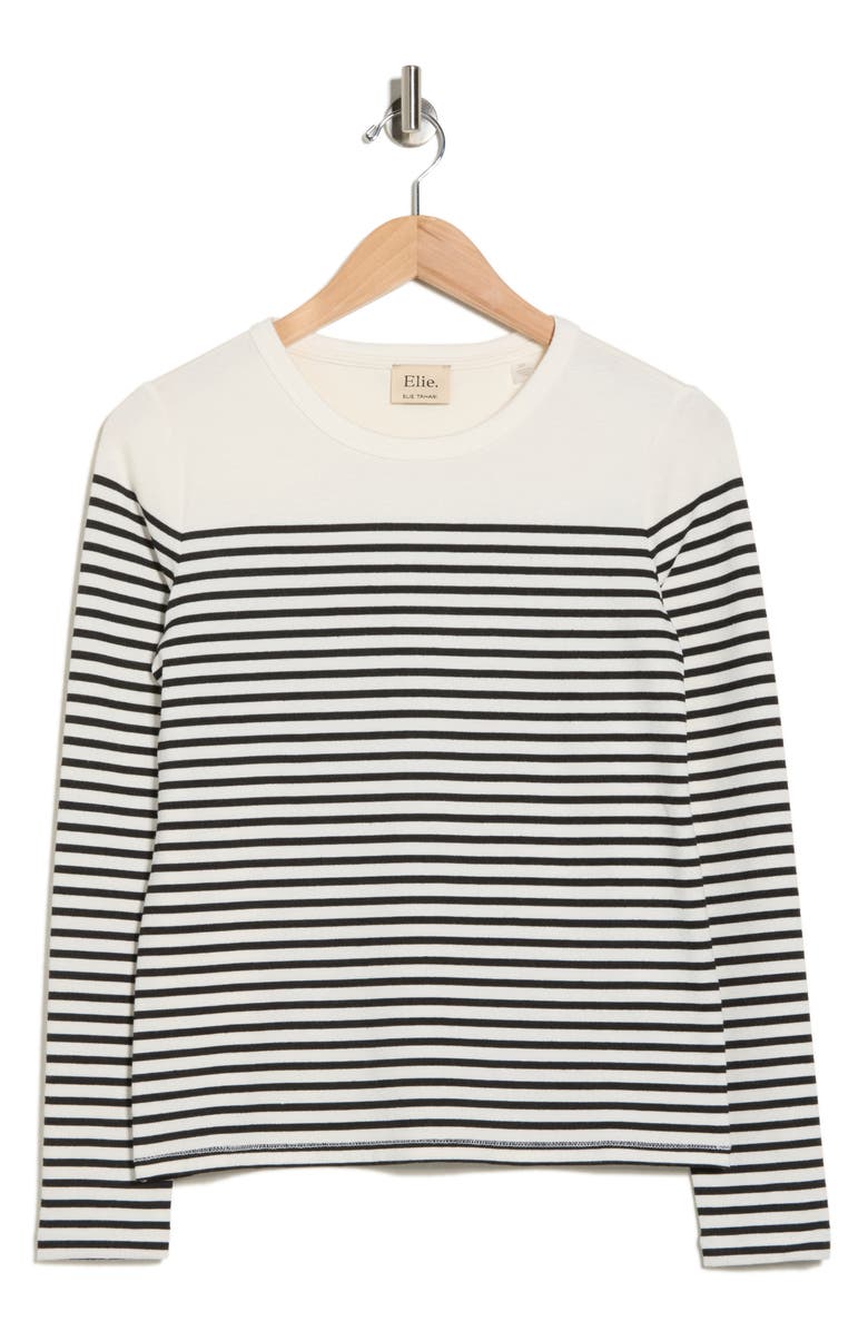 ELIE ELIE TAHARI Stripe Long Sleeve Knit Top, Alternate, color, Black/ Ivory