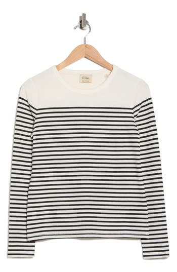 Elie Elie Tahari Stripe Long Sleeve Knit Top In Multi