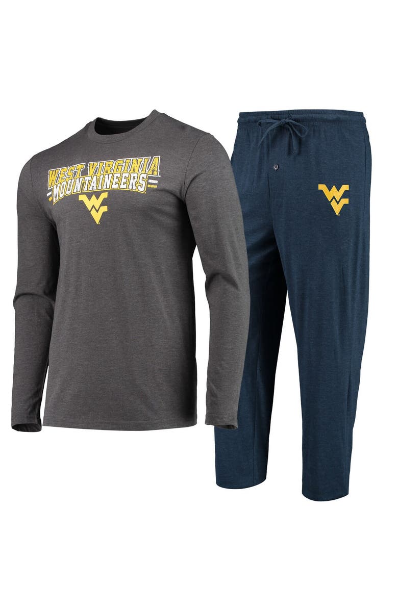 CONCEPTS SPORT Men's Concepts Sport Navy/Heathered Charcoal West Virginia Mountaineers Meter Long Sleeve T-Shirt & Pants Sleep Set, Alternate, color, Navy