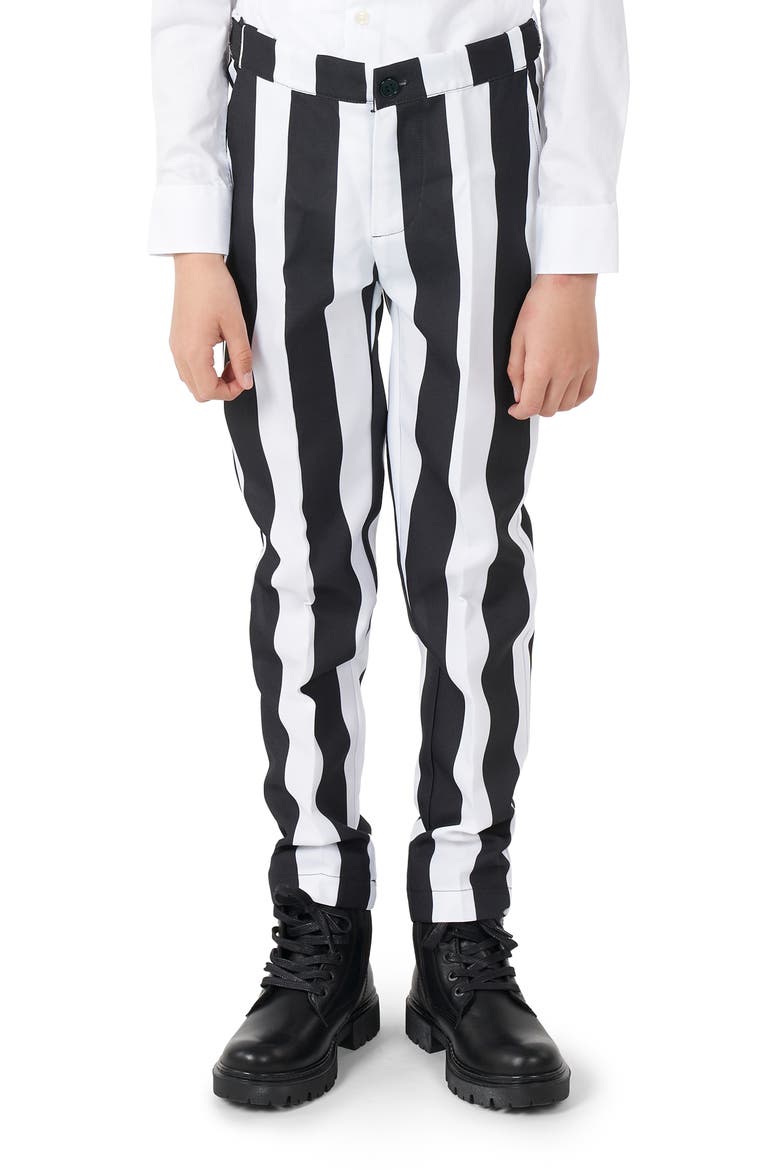 Kids' Two-Piece Suit with Tie, Alternate, color, BLACK/ WHITE STRIPE
