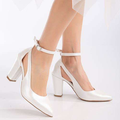Forever & Always Shoes Women's White Colette - Ivory Bridal Block Heels In Ivory