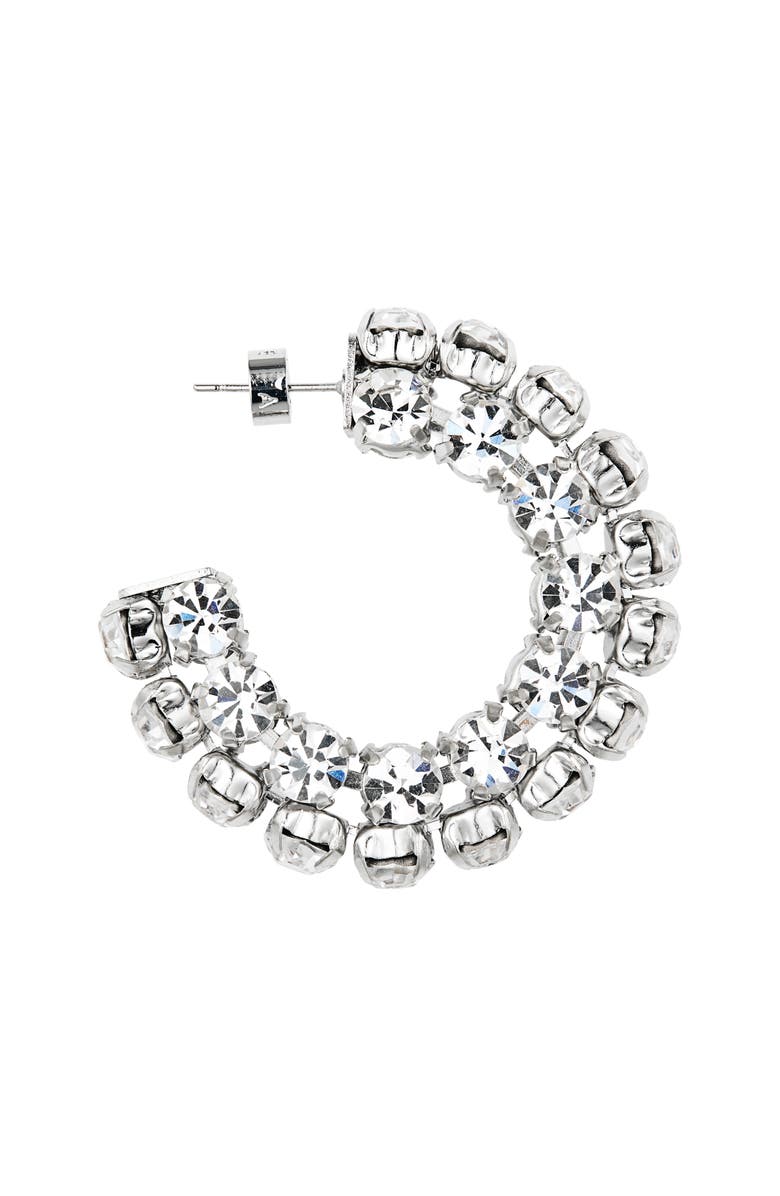 Area Small Crystal Hoop Earrings, Alternate, color, Silver