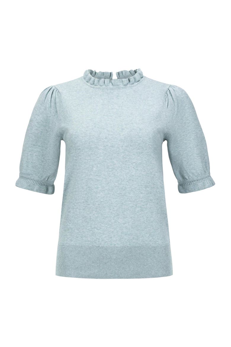 Women's Organic Puff Sleeve Sweater, Alternate, color, Dusty Blue Heather