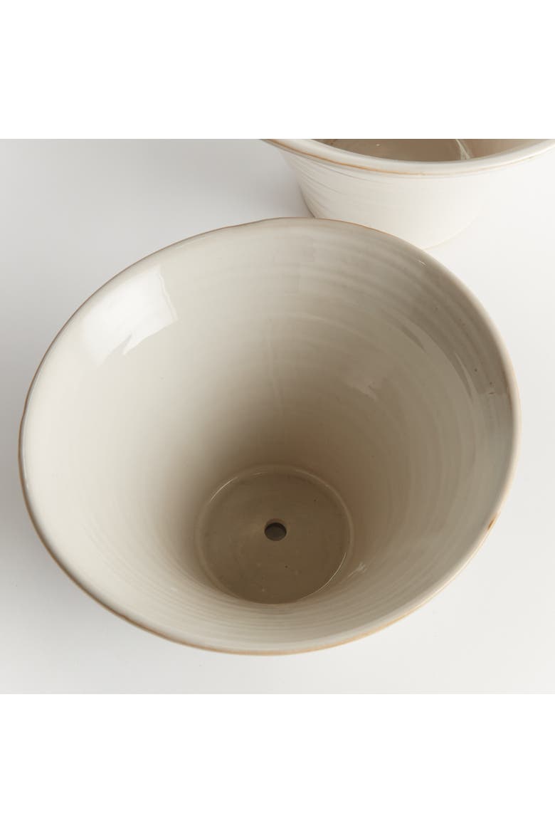 Cotes Pots - 2pc - White Stoneware Planters w/ Drain Hole, Alternate, color, White