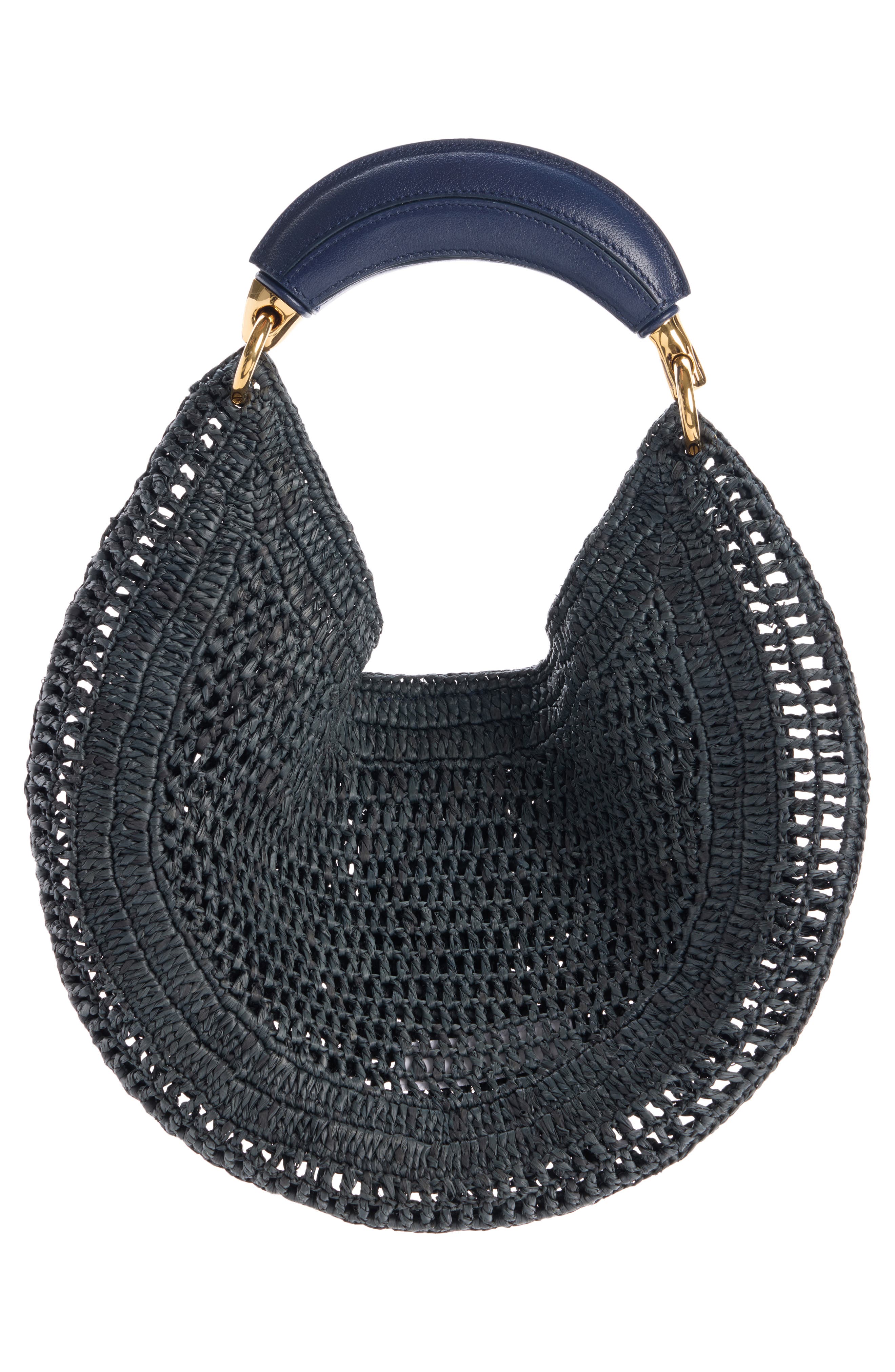 Summer Banana Crochet Raffia Hobo Bag, Alternate, color, PARISIAN NIGHT