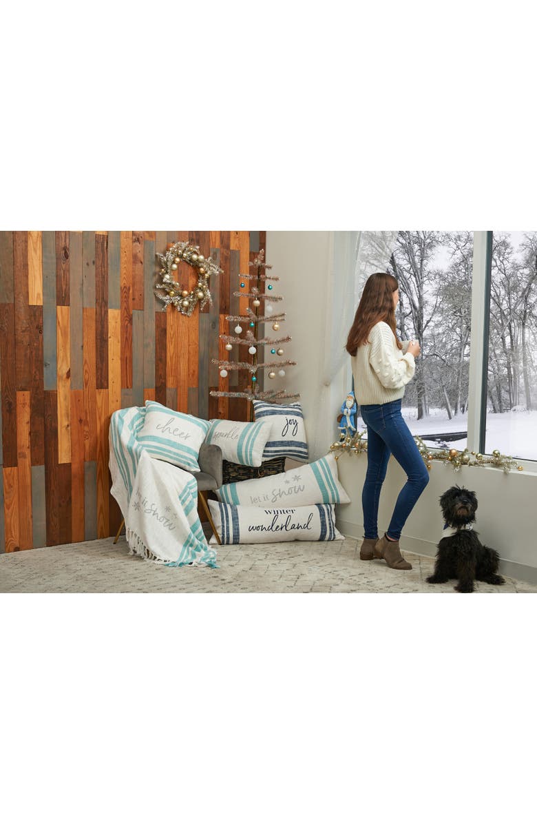 carol & frank Morgan Christmas Holiday Striped Decorative Lumbar Pillow Collection, Alternate, color, Green 15" X 35"