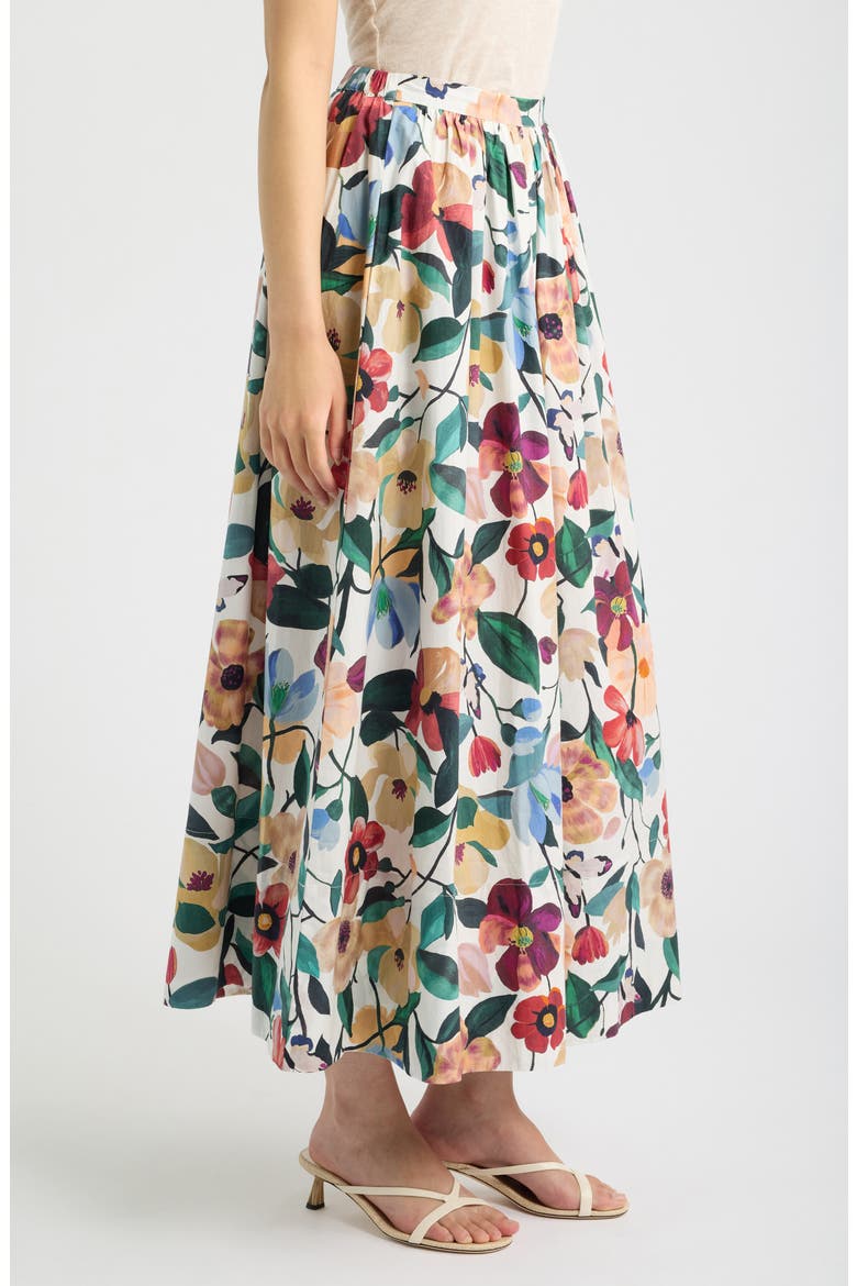 Maeve Floral Organic Cotton Ankle Skirt, Alternate, color, ANDALUSIA PRINT