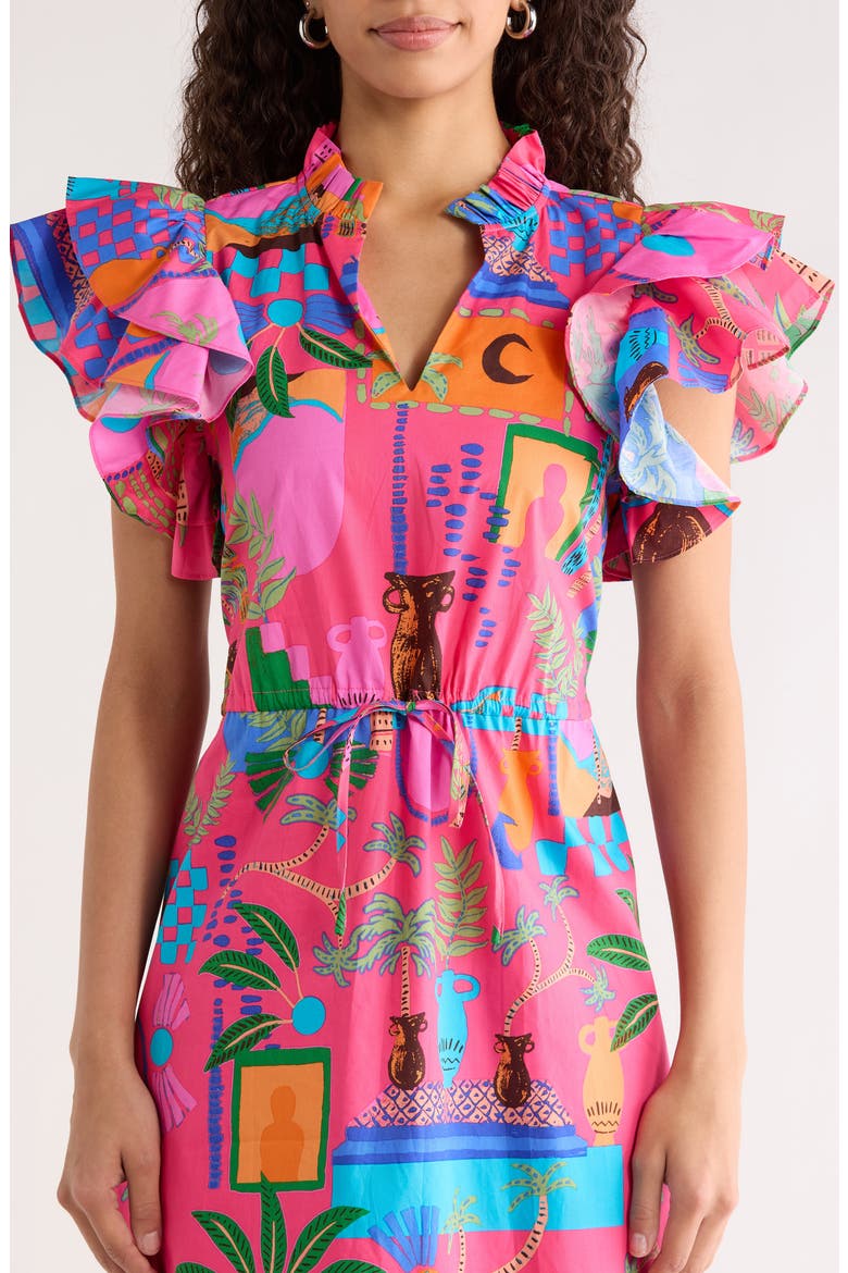 Lanus City Dillan Ruffle Midi Dress, Alternate, color, FUCHSIA-MULTI