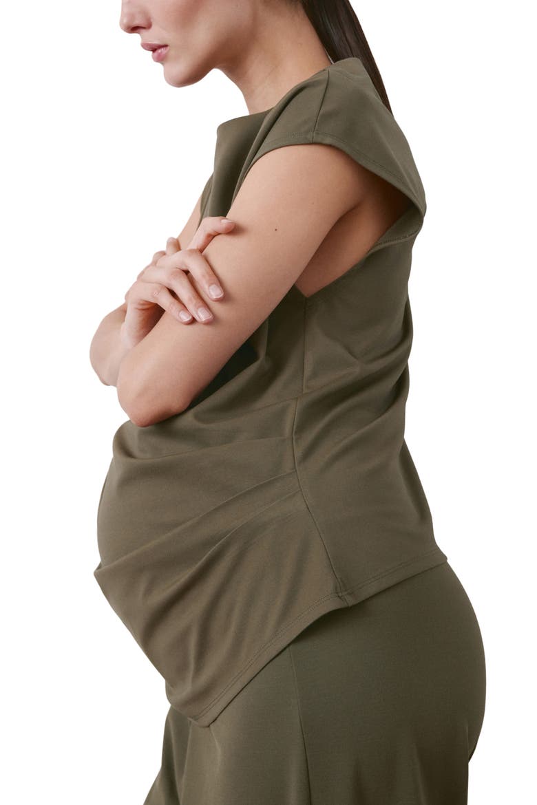 Ruched Boat Maternity Tank, Alternate, color, KHAKI GREEN